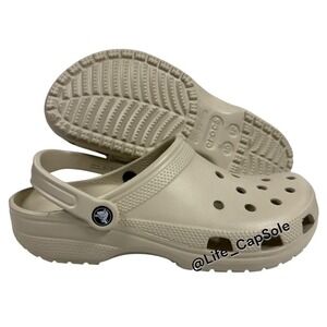 Size 10 Mens Crocs Classic Clog "BONE" Cream Tan Slip On Comfort Shoe 10001-2Y2